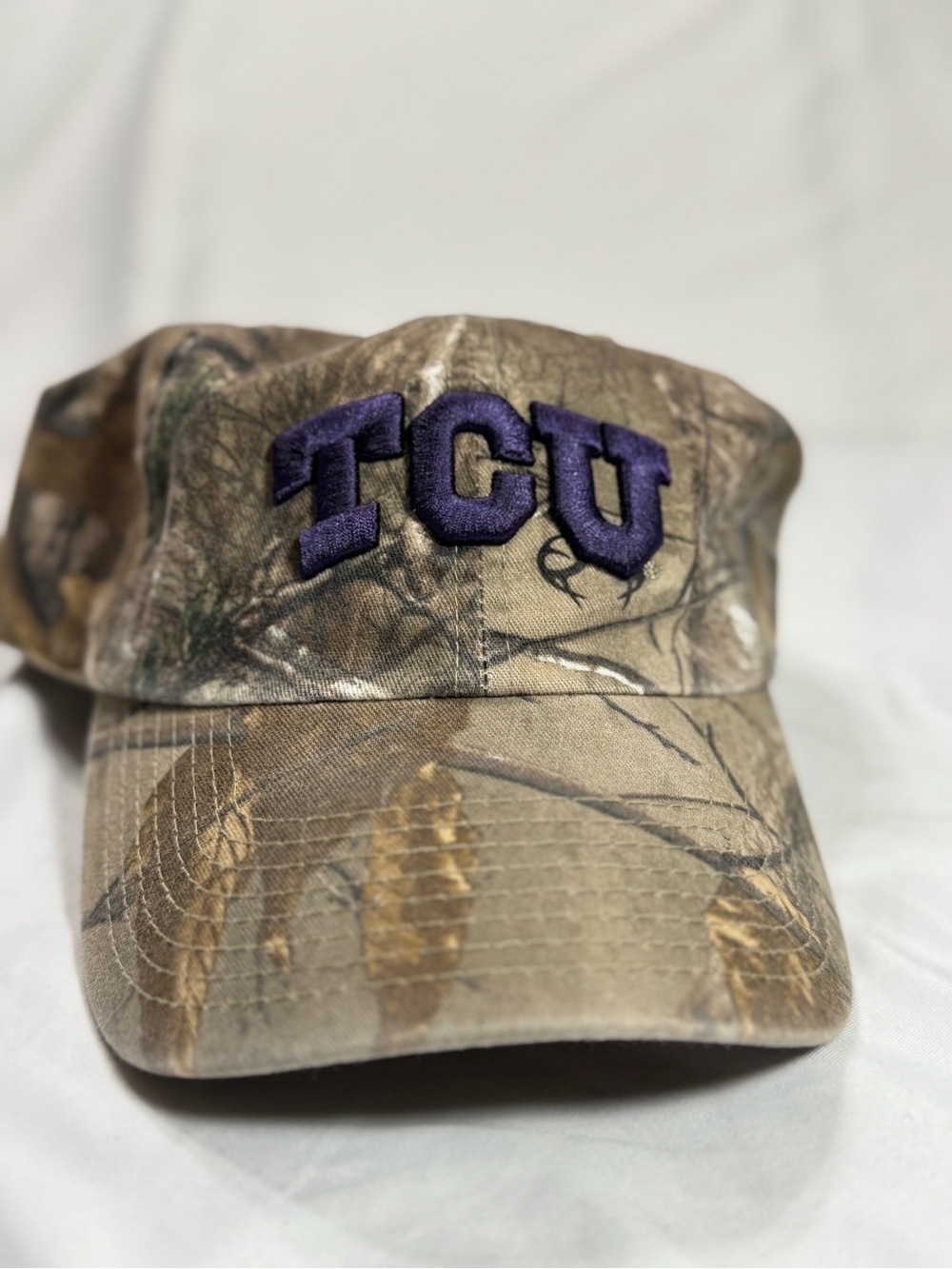 TCU Embroidered Camo Baseball Cap Horned Frogs 47Brand Adjustable Hat